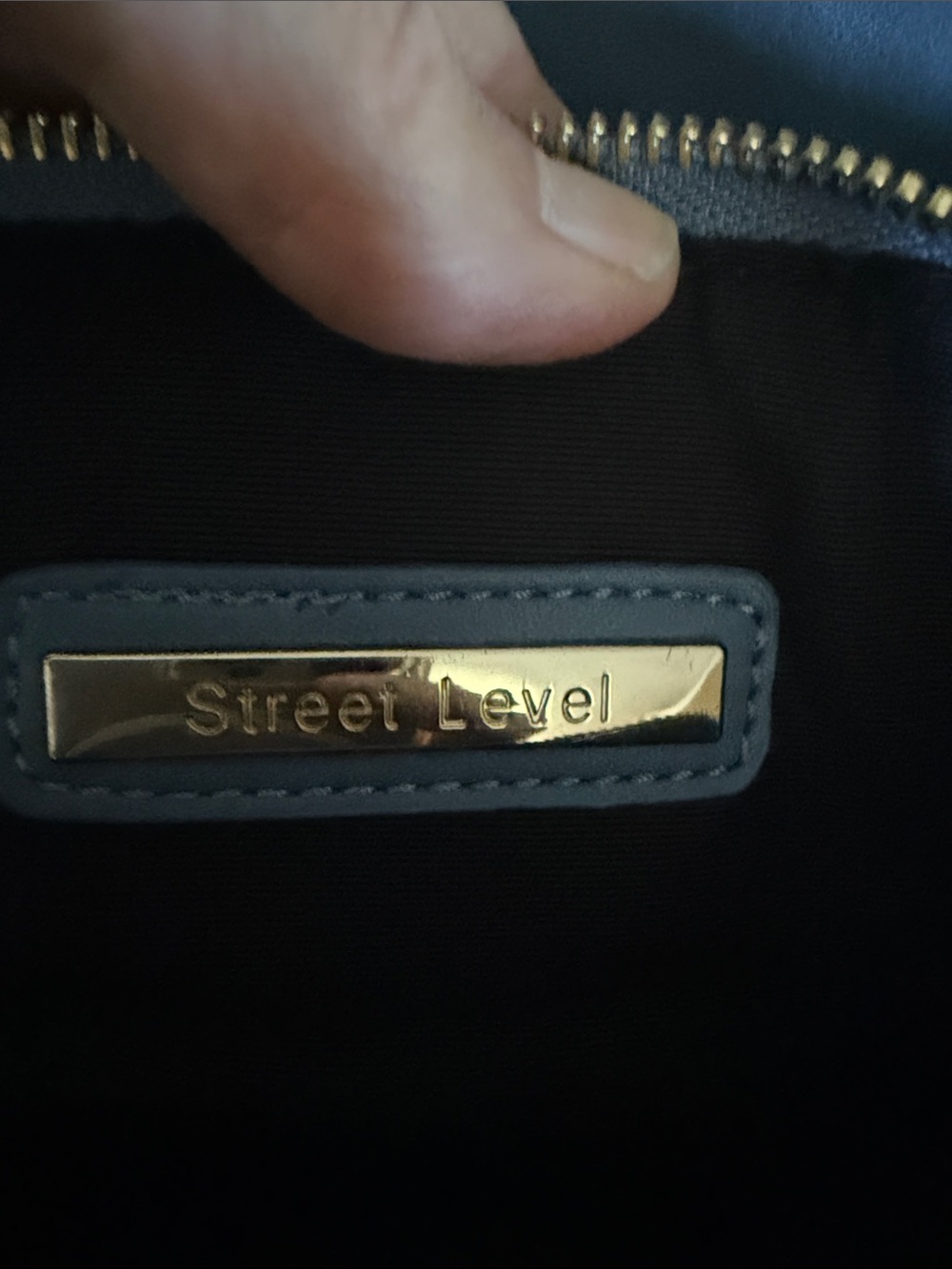 Blue Leather Crossbody Bag with Gold Hardware - Picture 8 of 9